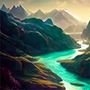 World of Dranthar logo of river running between mountains